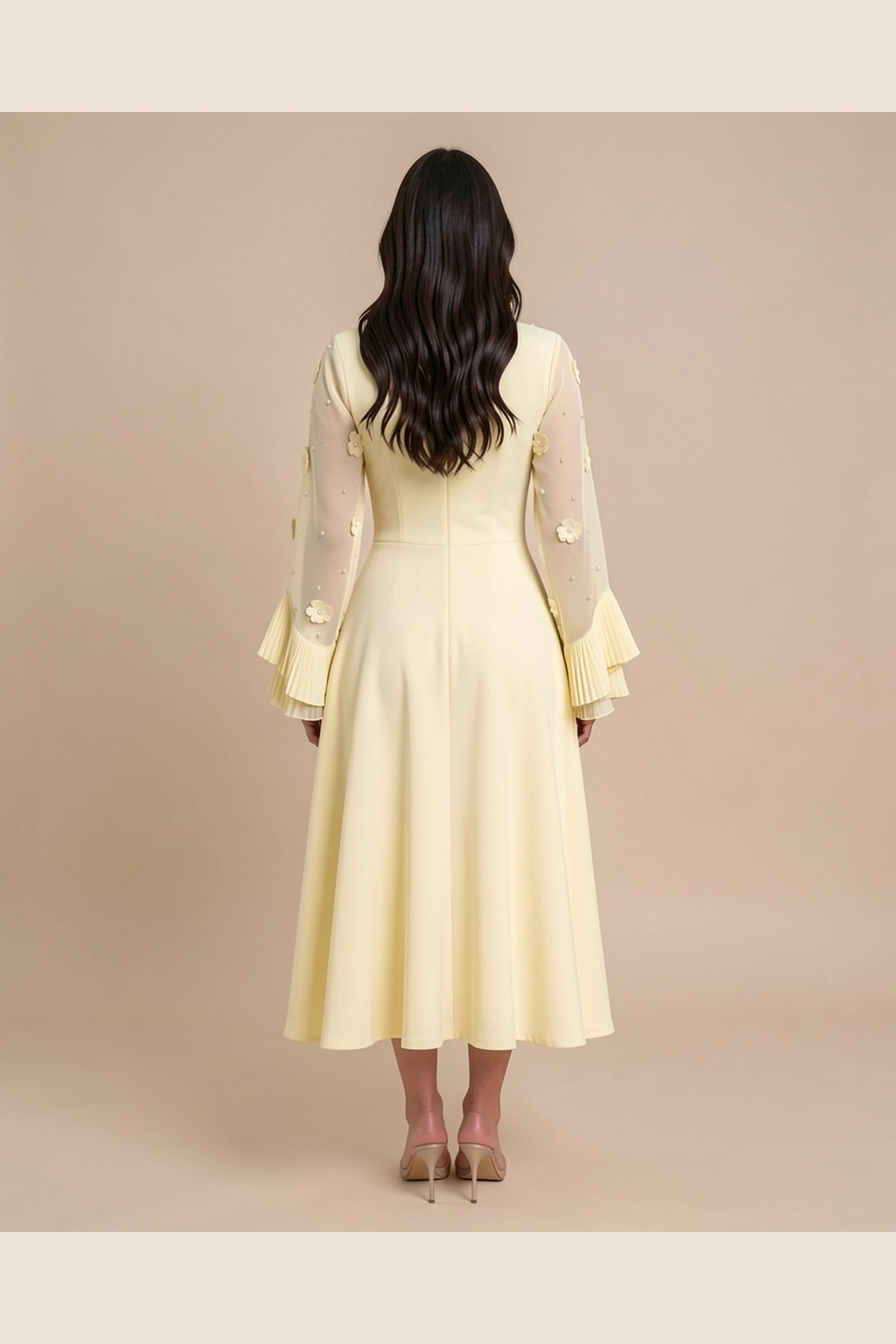 Lamora Draped-Pleat Midi Occasion Dress — image 3