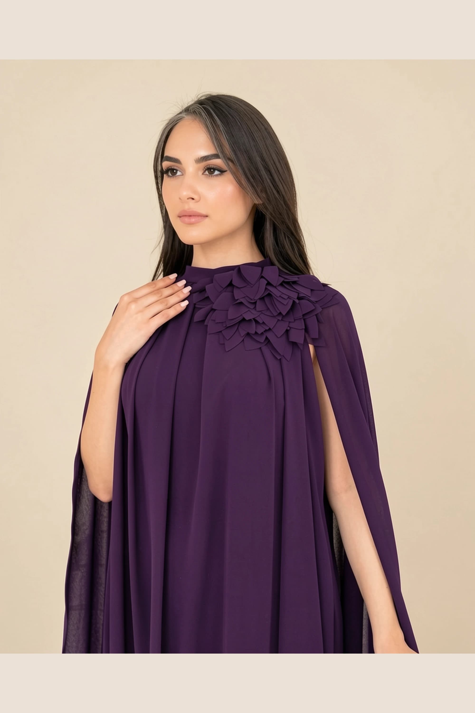 Lamora Flowing Cape Evening Dress — image 2